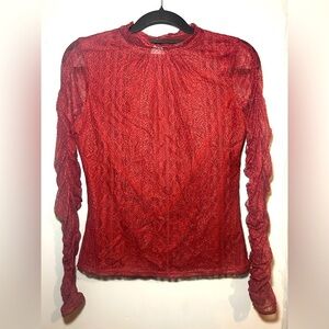 Express red lace blouse, medium
